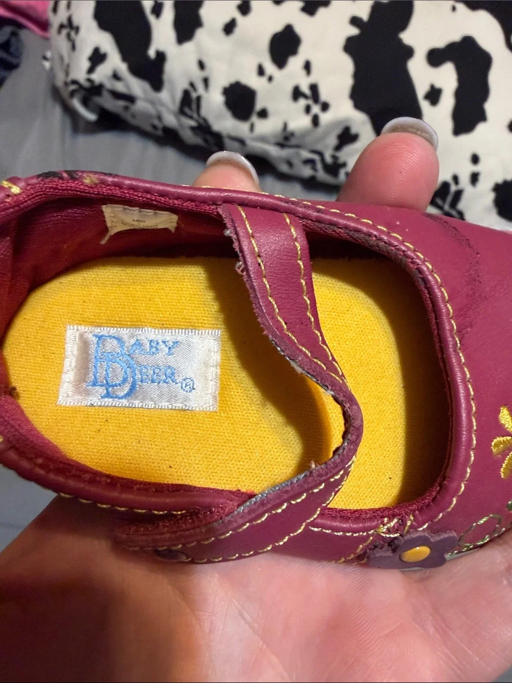 Baby Deer Magenta Mary Jane Shoes with Yellow Insole